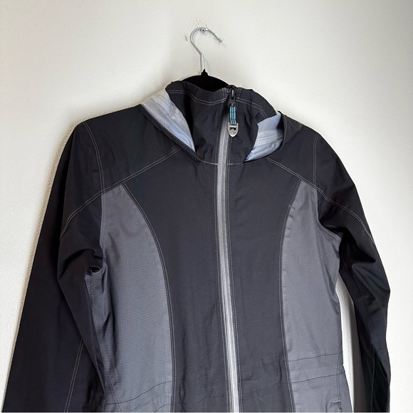 KUHL Jetstream Trench Coat Black Grey Colorblock Hooded Full Zip Size XS Women's - Picture 3 of 15